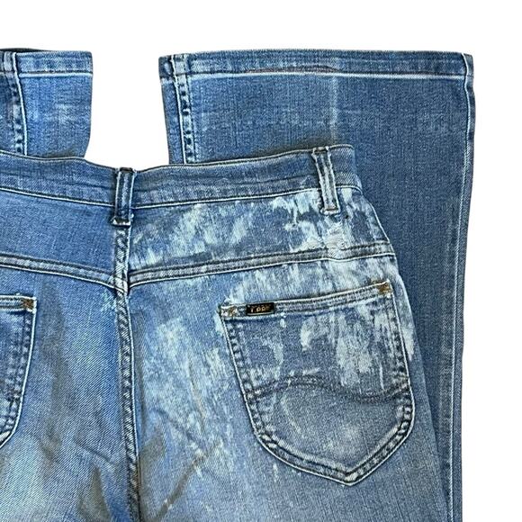 Lee Women’s Sz 27 Vintage 70s Bell Bottom Jeans Cotton USA Made Faded Thrashed - Picture 10 of 16